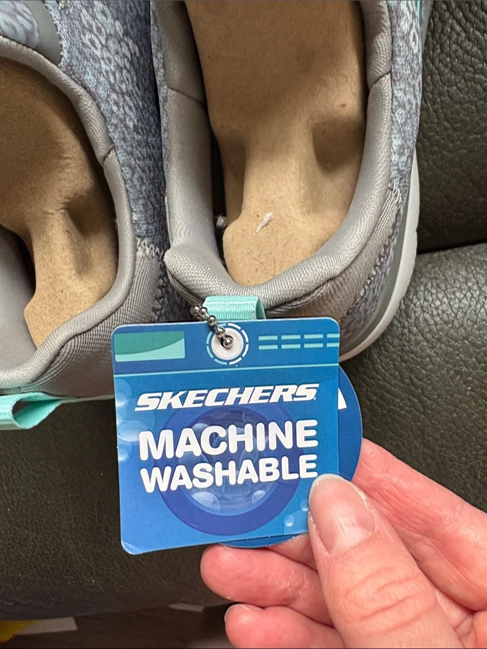 Sketchers memory foam gray animal print with green sneakers (no box)